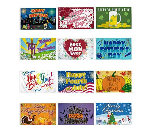 12 Months Of Flags Set - Celebration Festive Holiday/Party Flags